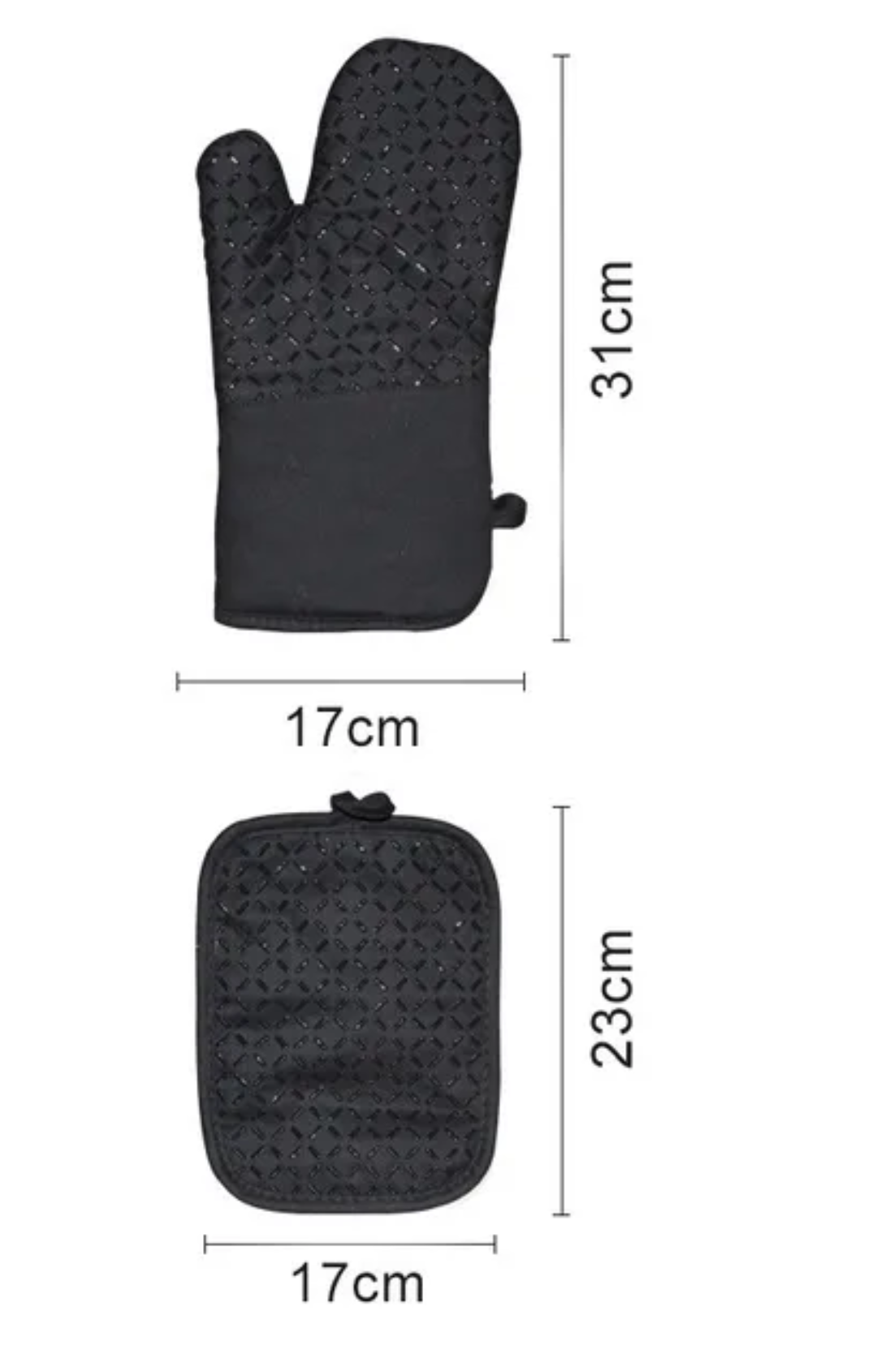 2pcs Heat-Resistant Oven Mitts and Pot Holder Set in Elegant Black for Baking and Cooking.- Furaha Finds Kenya