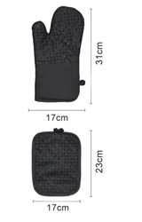 2pcs Heat-Resistant Oven Mitts and Pot Holder Set in Elegant Black for Baking and Cooking.- Furaha Finds Kenya