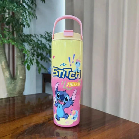 Customized Cartoon Character (Stitch) Stainless Steel Insulated Tumbler with Portable Handle Tumbler
