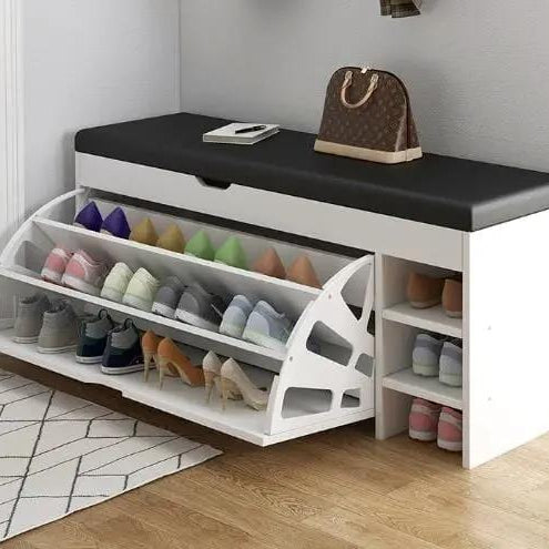 Entryways Shoe Cabinet 3 Layer Storage With Cushioned Seat Entryway Storage Shoe Racks