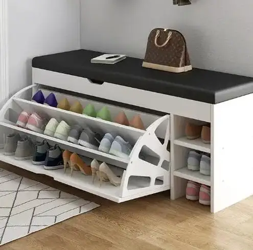 Entryways Shoe Cabinet 3 Layer Storage With Cushioned Seat Entryway Storage Shoe Racks