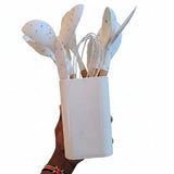 Silicone Utensil Set - White Marble Confetti with Wooden Handles Kitchen & Dining Kitchen Utensil Sets