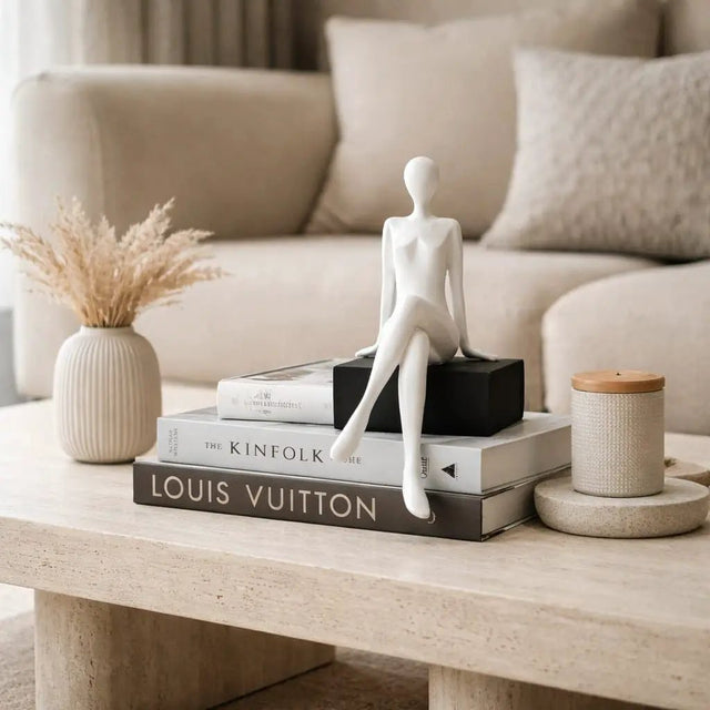 Handmade Sitting Girl Resin Figurine figurines in decor Figurines