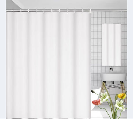 Furaha Finds shower curtains with hooks.