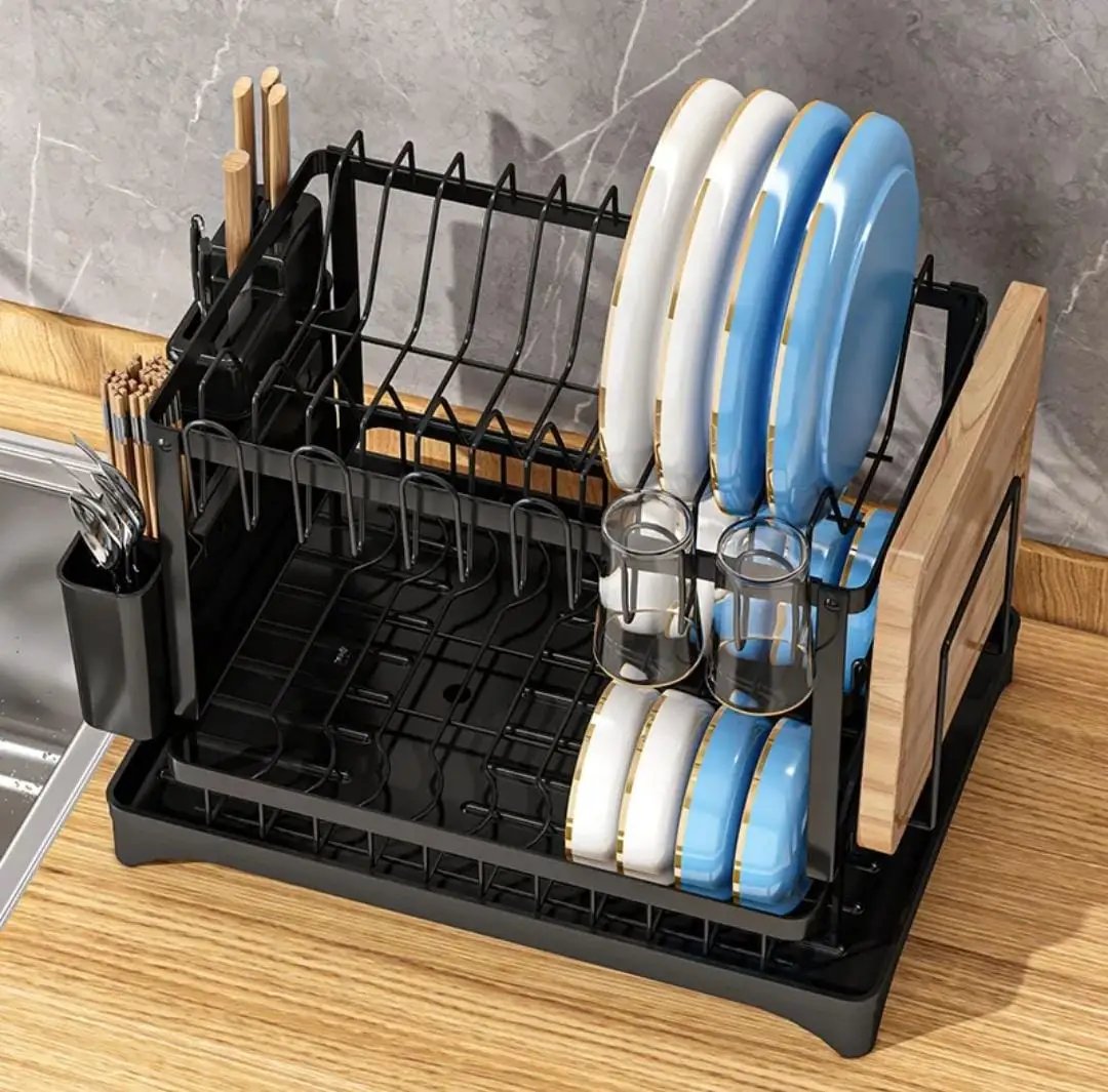 Quality Carbon 2 Tier Dish Rack White For Busy Kitchens Kitchen Rack Dish Racks