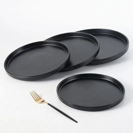 6pcs Black Ceramic Plates – Dishwasher and Microwave Friendly