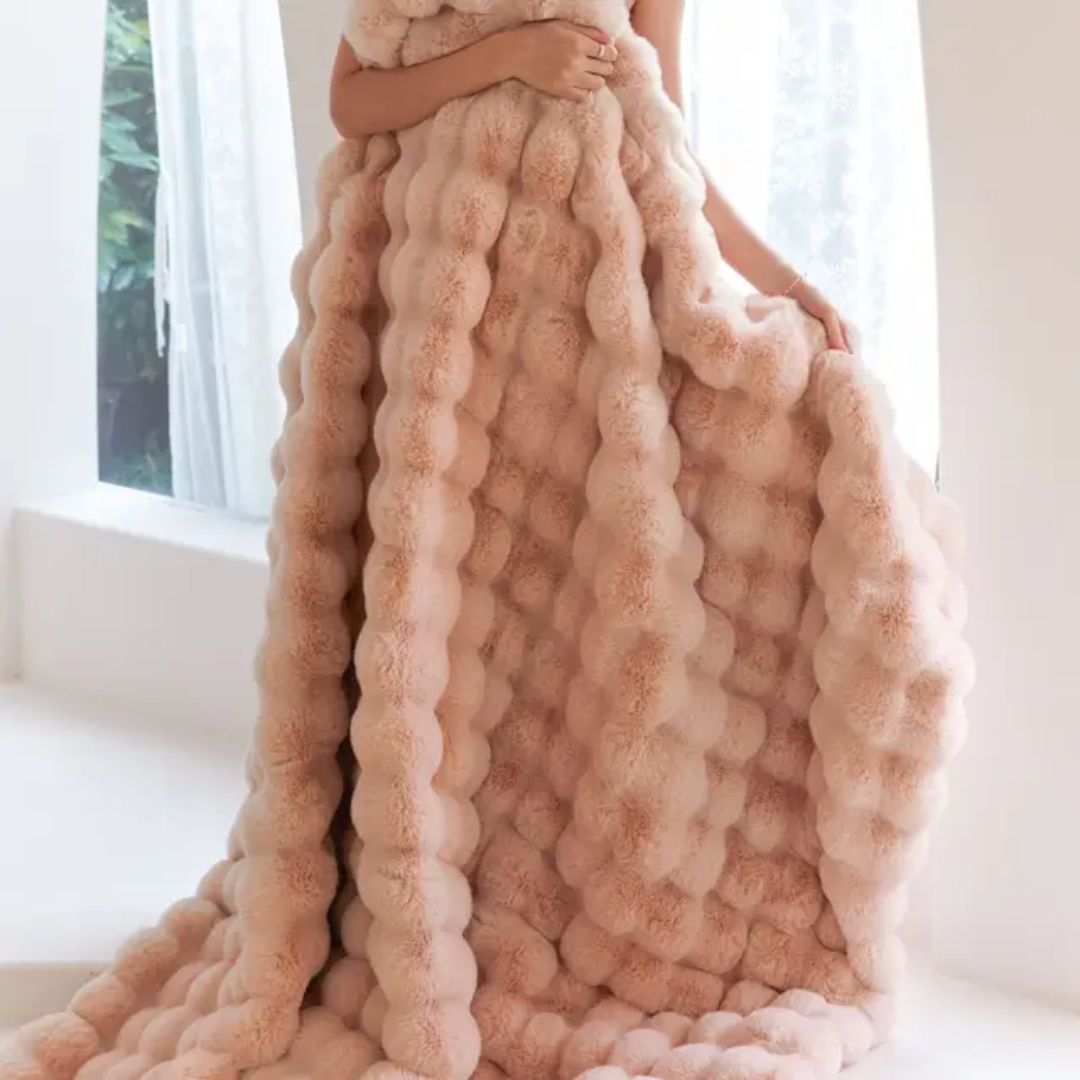 Soft Bubble Winter Throw Blanket 180x200cm Warm & Multifunctional for Bed or Couch