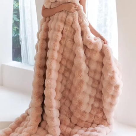 Soft Bubble Winter Throw Blanket 180x200cm Warm & Multifunctional for Bed or Couch
