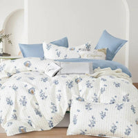 4pc Double Sided Luxurious Microfiber Duvet Cover Set Floral Edition 6x7 Duvet Covers