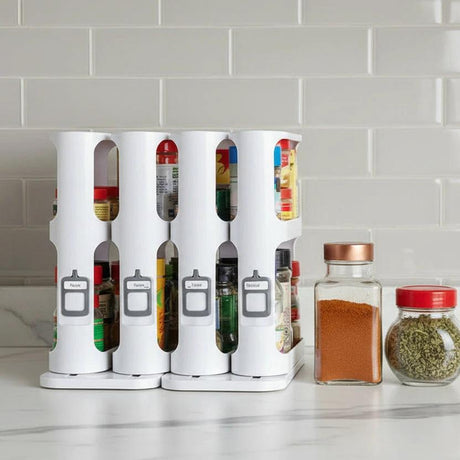 Pull Out Rotating Spice Rack White Space Saving Kitchen Organizer Spice Organizers