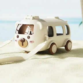 Kids Bus Water Bottle With Wheels And Strap Kitchen & Dining Water Bottles