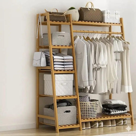 Eco-Friendly Bamboo Multilayer Clothing Hanging Rack Home & Living Garment Racks