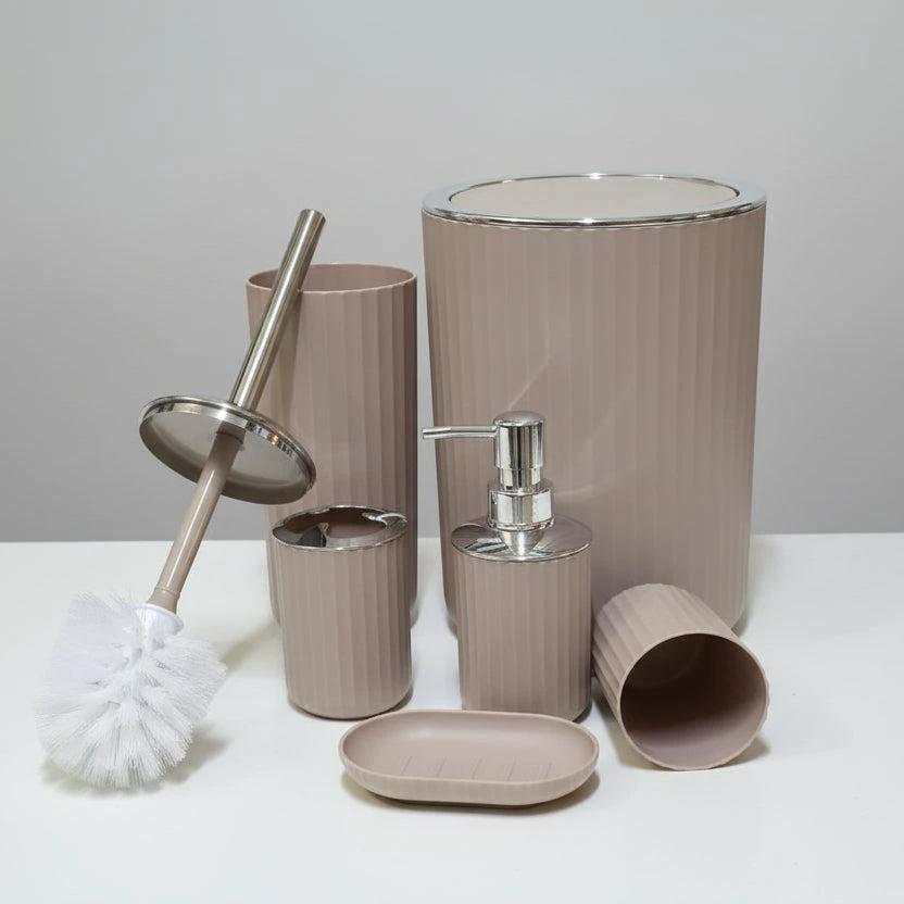 Luxury 6-Piece Bathroom Accessories Set Gold & Silver Round Design Bathroom Accessories Bathroom Accessory Sets