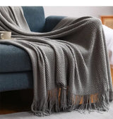 Knitted Tassel Throw Blanket Acrylic Cashmere Decorative Sofa and Bed Shawl