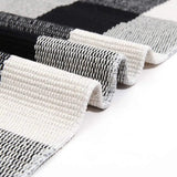 Monochrome Woven Rug 60x90cm Modern Minimalist Checkered Design