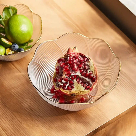 Gold Rim Glass Salad Bowl Set Serving Bowls