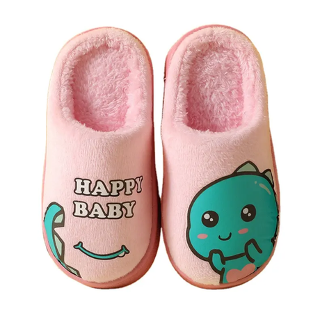 Kids Indoor Cartoon Shoes Non Slip Fluffy Slip On Furry Shoes for Boys & Girls
