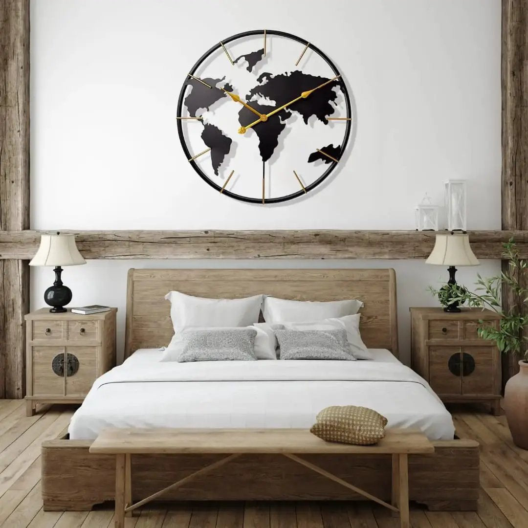 Modern Iron Art World Map Wall Clock Wall clock Wall Clocks