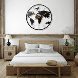 Modern Iron Art World Map Wall Clock Wall clock Wall Clocks