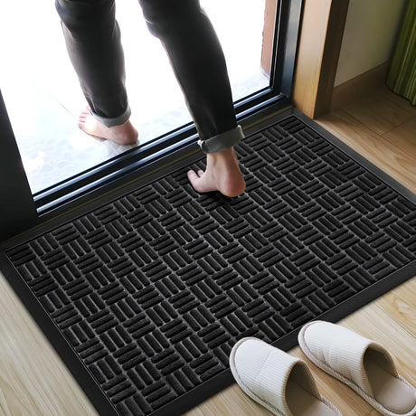 High Quality Non Slip Wear Resistant Rubber Doormat Dirt Trapping Rug 45x75cm