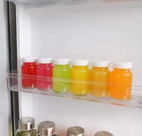 Set of 5 Wellness Gingershots Glass Bottles 60ml, Reusable & Compact with Black Lid.