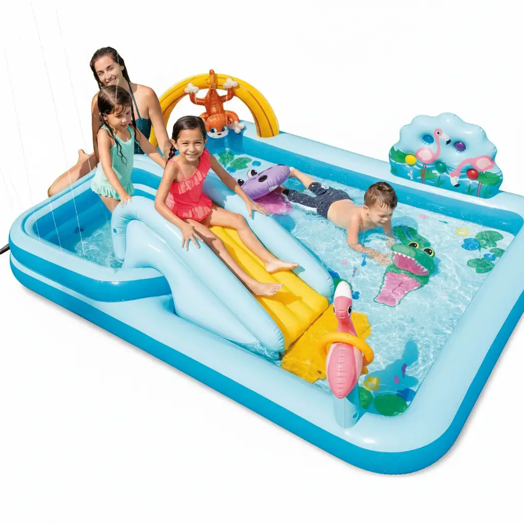 Inflatable Kids Splash Play Pool with Slide Inflatable pool Inflatable Pools