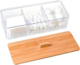 3 Compartment Acrylic Makeup Organizer with Bamboo Lid