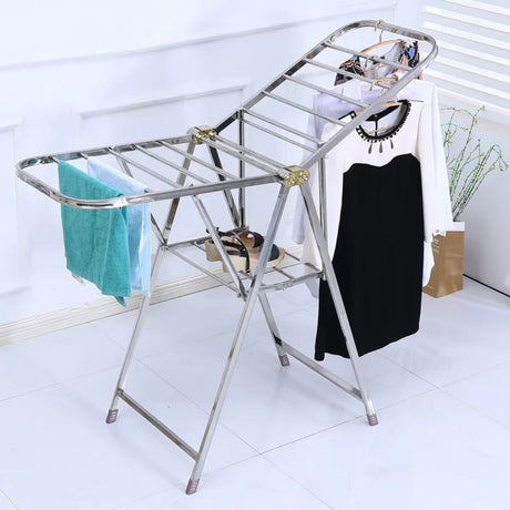 Cloth Drying Rack Foldable Anti-Rust Steel with Strong Capped Stands