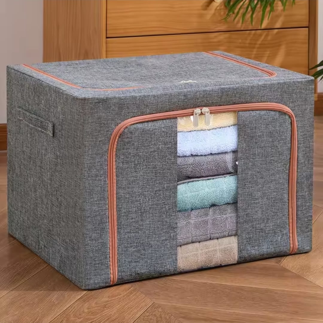 100L Zipped Storage Box Wardrobe Organizer with Transparent Window