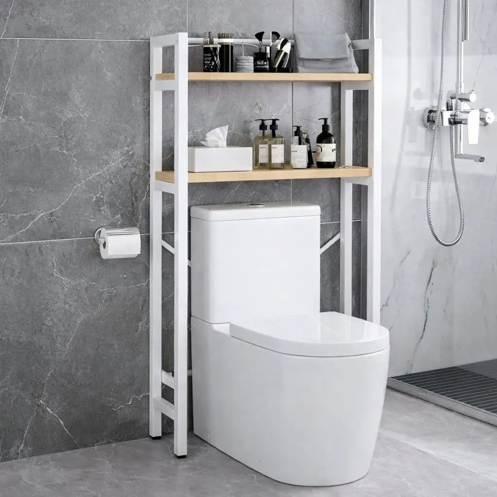 2 Tier Over The Toilet Storage Rack Bathroom Rack Over-the-Toilet Caddies