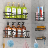 6pcs Rectangular Shower Caddy Shelf Set with Adhesive No-Drill Installation