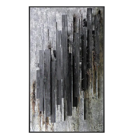 Furaha Finds Premium Quality 60x90cm Abstract Wall Art Black and white textured canvas painting with a wooden frame,perfect for minimalist home decor in living rooms,bedrooms,and offices.