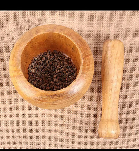 Bamboo Mortar and Pestle Set with 500ml Capacity – Natural Finish- Furaha Finds Kenya
