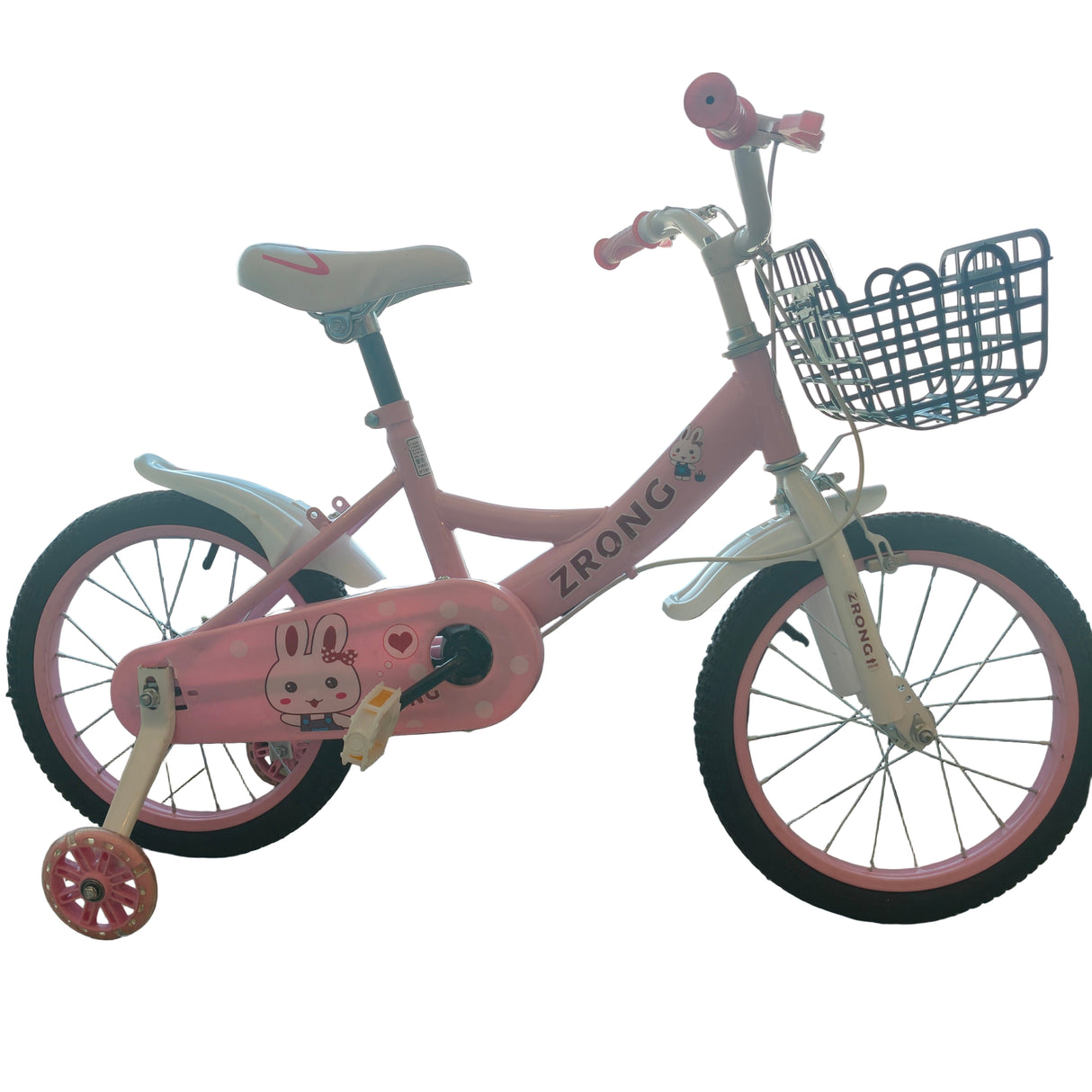 Kids' Pink Bicycle | With Training Wheels and Rear Seat