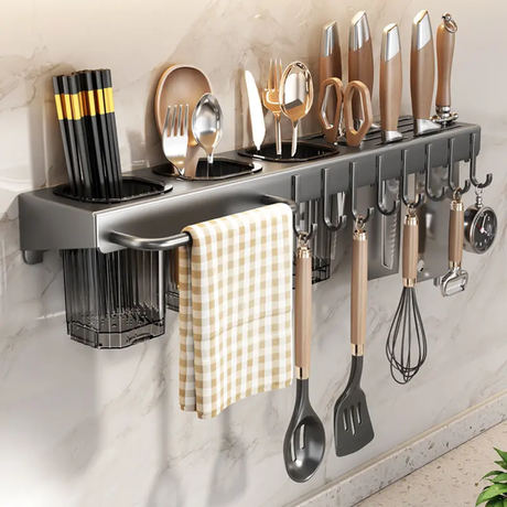Wall Mounted Cutlery Storage Holder Space Saving 40cm Utensil Organizer Ideal for Modern Kitchens- Furaha Finds Kenya