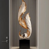 White & Gold Resin Feather Sculpture Feather sculpture Sculptures & Statues
