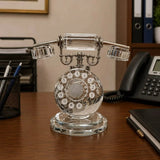Retro Crystal Desktop Telephone Ornament Decor Figurines