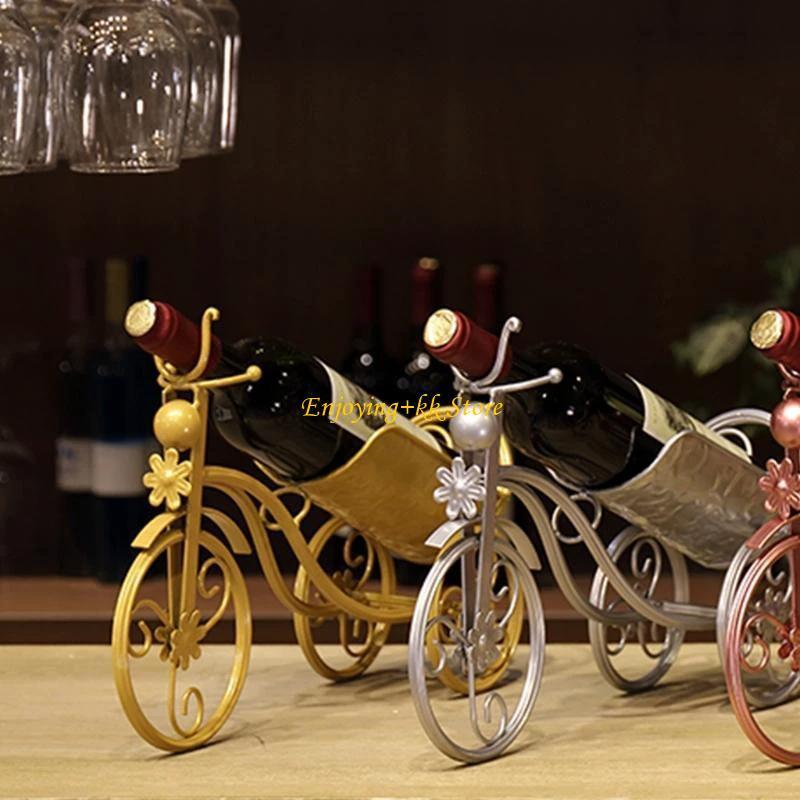 Bicycle Wine Bottle Holder Steel Wine Rack in Bronze Finish Kitchen Storage Racks Wine Bottle Holders