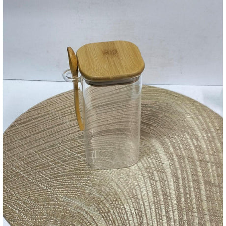 700ml Glass Jar with Bamboo Lid & Spoon Stylish Storage Solution- Furaha Finds Kenya