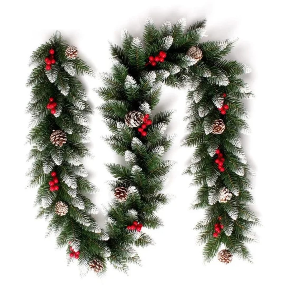 2.7M Green Plain Undecorated Christmas Garland – Flexible Pine Needle Garland