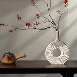 Decorative Textured White Ceramic Vase Ceramic vase Vases
