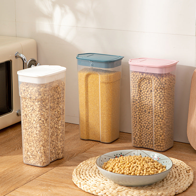 Kitchen Transparent Sealed Jar – Plastic Grain Storage Container with Airtight Lid