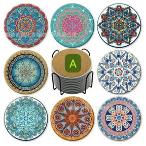 8Pcs Ethnic Style Ceramic Coasters Ceramic coaster Coasters