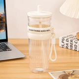 Large Capacity Straw Water Bottle with Rope Strap Straw cups Water Bottles