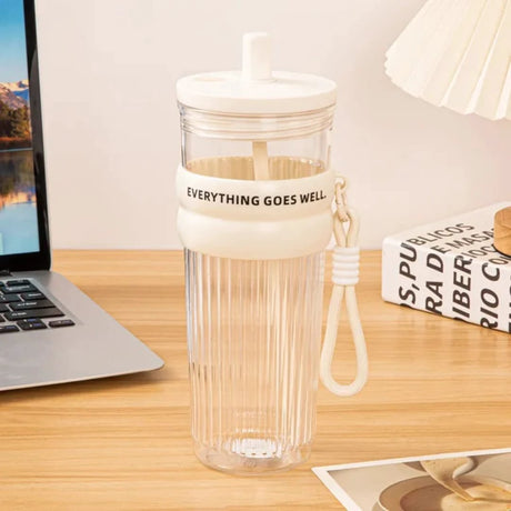 Large Capacity Straw Water Bottle with Rope Strap Straw cups Water Bottles