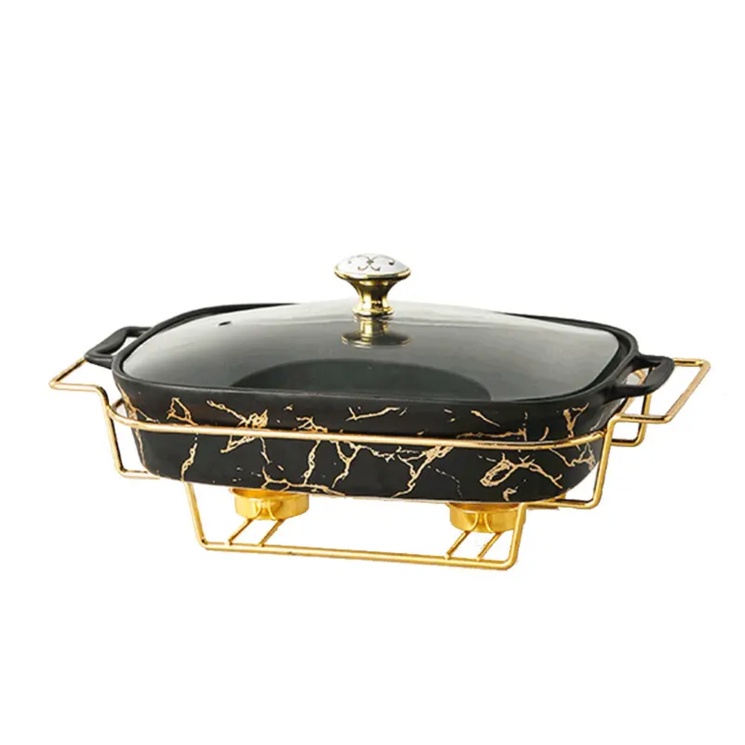 3pc Marble PorcelainModern Chafing Dish Set Sizes 11" 13" 15"