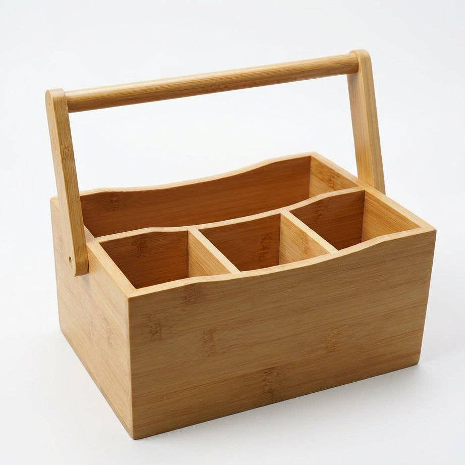 Large Bamboo Cutlery Organiser Cutlery Organiser Flatware Trays