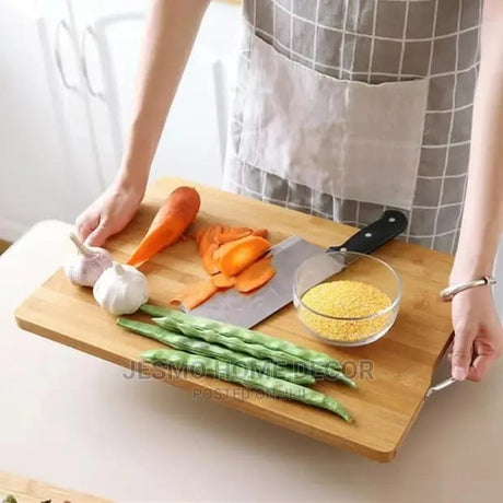 Heavy Wooden Chopping Board with Metallic Handle 36x28cm Durable Kitchen Prep Board.- Furaha Finds Kenya