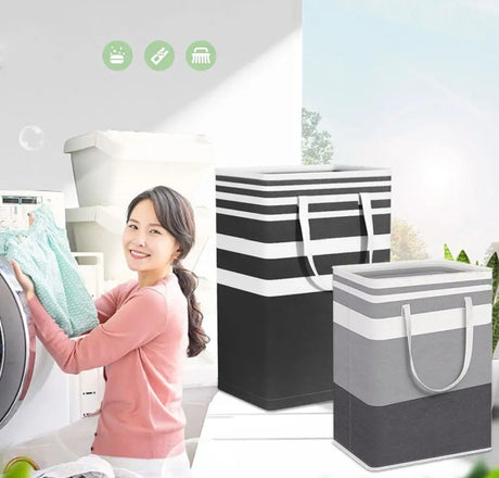 Collapsible Large Capacity Laundry Basket with Steel Handle Foldable Storage Solution for Home