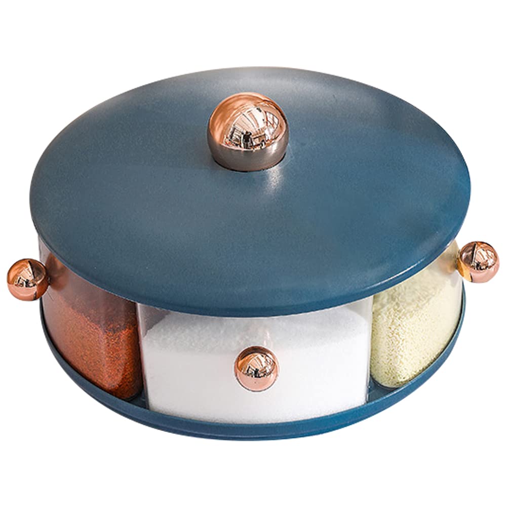 Round Multigrid Rotatable Seasoning Storage Box Jar
